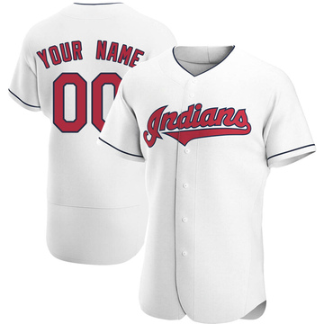 Custom Men's Authentic Cleveland Guardians White Home Jersey