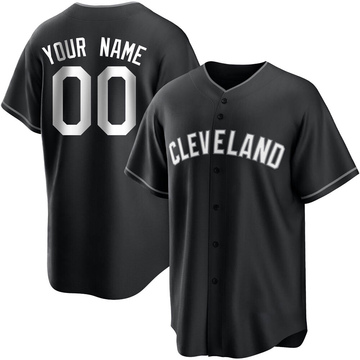 Custom Men's Replica Cleveland Guardians Black/White Jersey