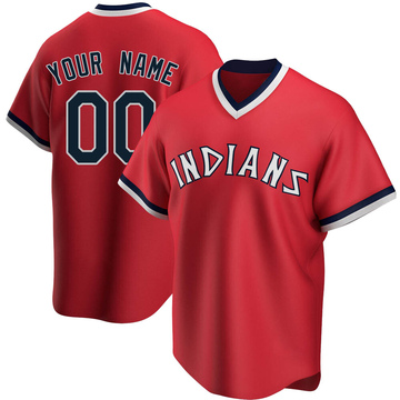 Custom Men's Replica Cleveland Guardians Red Road Cooperstown Collection Jersey