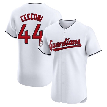 Slade Cecconi Men's Elite Cleveland Guardians White Home Jersey