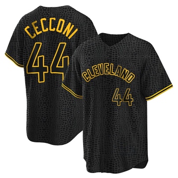 Slade Cecconi Men's Replica Cleveland Guardians Black Snake Skin City Jersey