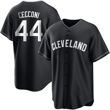 Slade Cecconi Men's Replica Cleveland Guardians Black/White Jersey