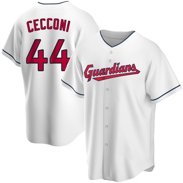Slade Cecconi Men's Replica Cleveland Guardians White Home Jersey